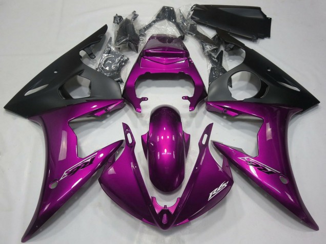Carene Moto Yamaha R6 2005 - Rosa Scuro Nero Opaco