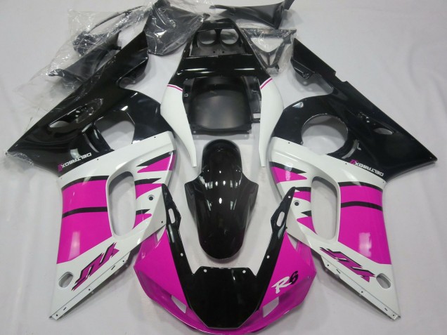 Carene Moto Yamaha R6 1998-2002 - Bianco Rosa Nero Lucido