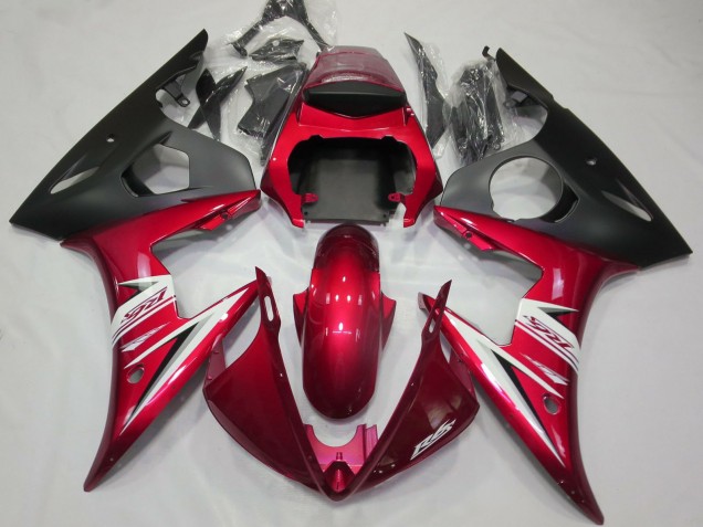 Carene Moto Yamaha R6 2003-2004 - Rosso Bianco Nero Opaco