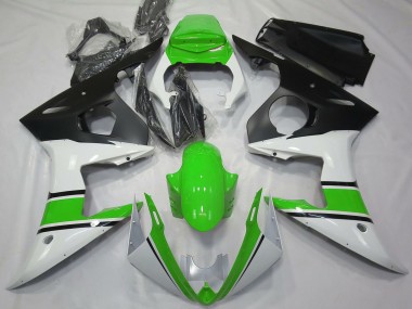 Carene Moto Yamaha R6 2003-2004 - Bianco Verde Nero Opaco