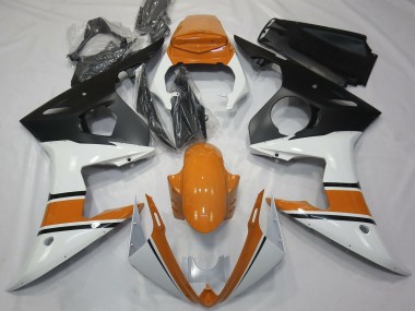 Carene Moto Yamaha R6 2003-2004 - Bianco Arancia Nero Opaco