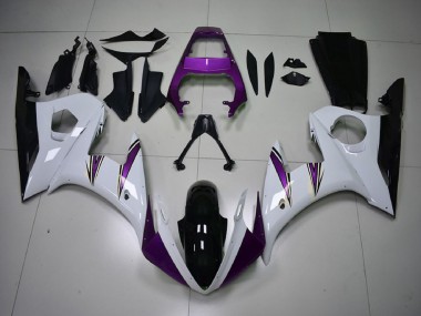 Carene Moto Yamaha R6 2003-2004 - Bianco Viola Nero Lucido