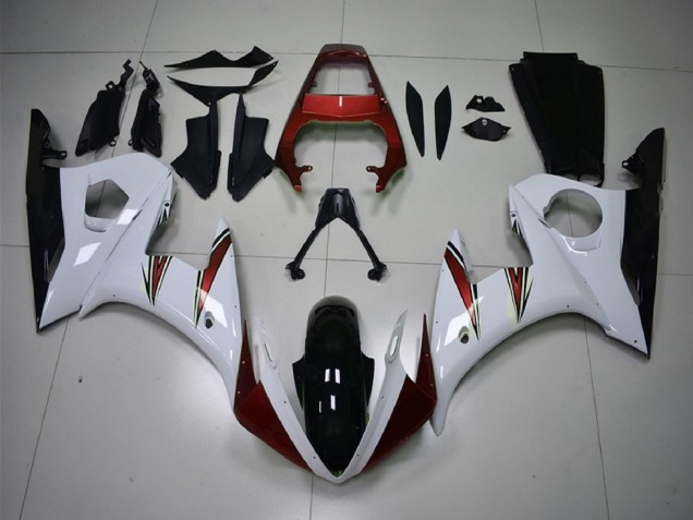 Carene Moto Yamaha R6 2003-2004 - Bianco Rosso Nero Lucido
