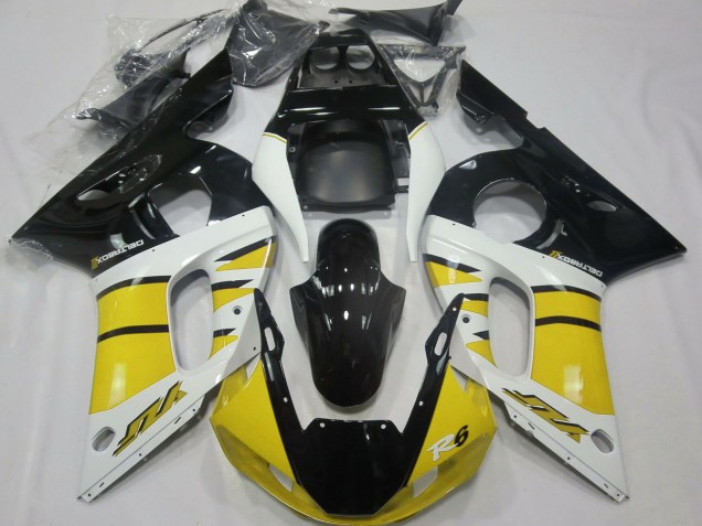 Carene Moto Yamaha R6 1998-2002 - Giallo Bianco Nero Lucido