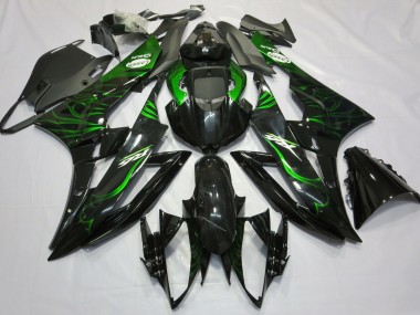 Carene Moto Yamaha R6 2006-2007 - Nero Lucido Verde Fiamma