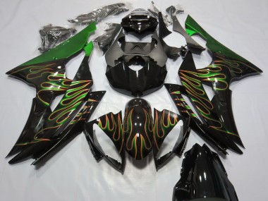 Carene Moto Yamaha R6 2008-2016 - Verde Nero Lucido Oro Fiamma