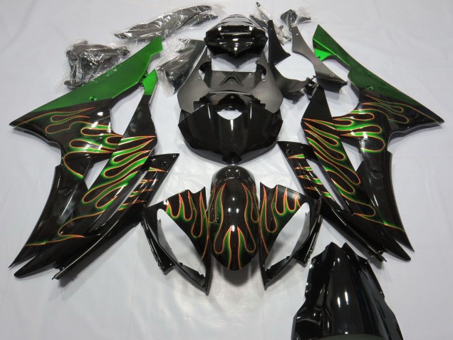 Carene Moto Yamaha R6 2008-2016 - Verde Nero Lucido Oro Fiamma