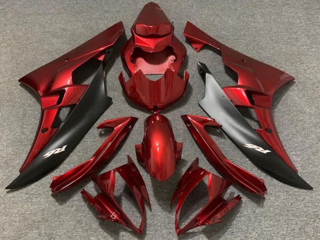 Carene Moto Yamaha R6 2006-2007 - Rosso Nero Opaco
