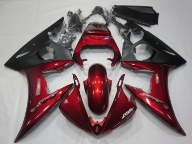 Carene Moto Yamaha R6 2005 - Rosso Scuro Nero Opaco