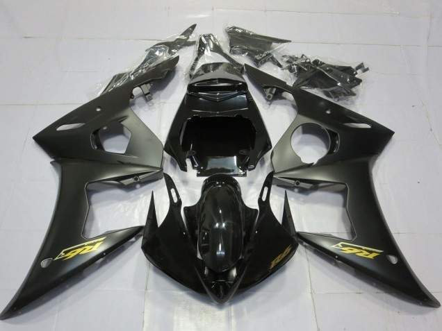 Carene Moto Yamaha R6 2003-2004 - Nero Lucido Nero Opaco Oro Decals