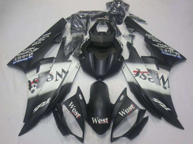 Carene Moto Yamaha R6 2006-2007 - Nero Opaco Bianco West Michelin