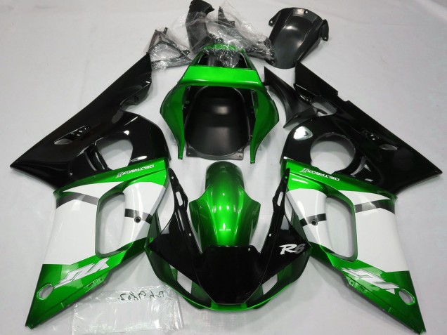 Carene Moto Yamaha R6 1998-2002 - Verde Bianco Nero Lucido