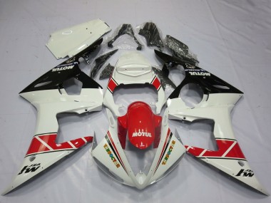 Carene Moto Yamaha R6 2005 - Bianco Rosso Nero Lucido Motul