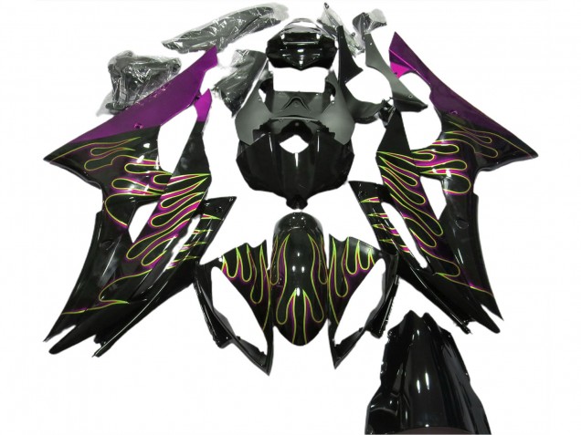 Carene Moto Yamaha R6 2008-2016 - Viola Nero Lucido Oro Fiamma