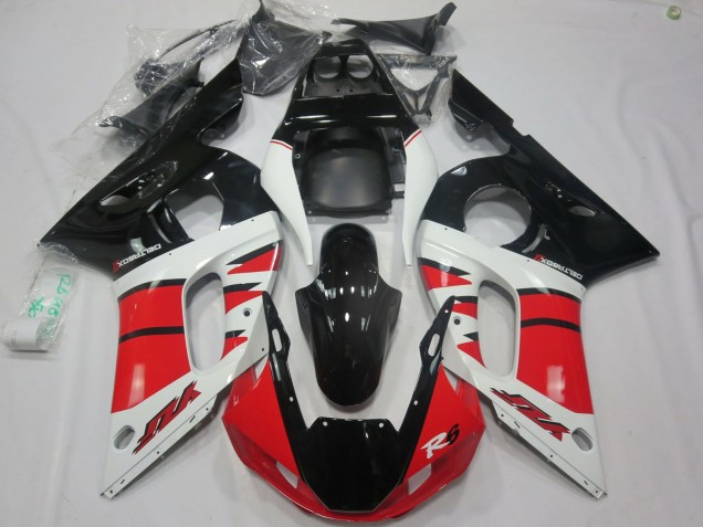 Carene Moto Yamaha R6 1998-2002 - Bianco Rosso Nero Lucido