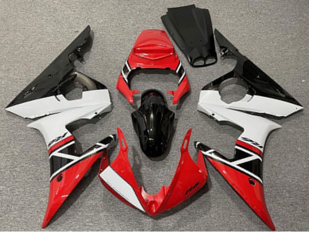 Carene Moto Yamaha R6 2003-2004 - Rosso Bianco Nero Lucido