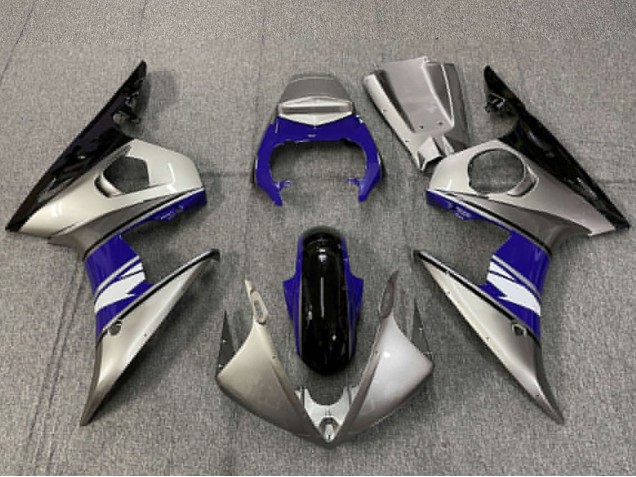 Carene Moto Yamaha R6 2003-2004 - Argento Blu Nero Lucido