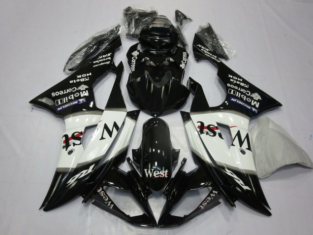 Carene Moto Yamaha R6 2008-2016 - Nero Lucido Bianco West Michelin