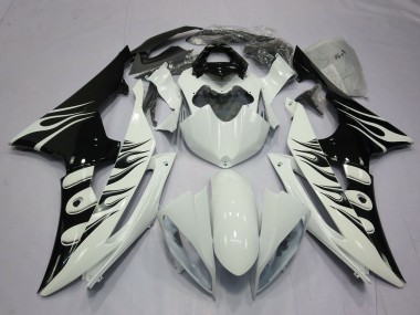Carene Moto Yamaha R6 2008-2016 - Bianco Nero Lucido Fiamma
