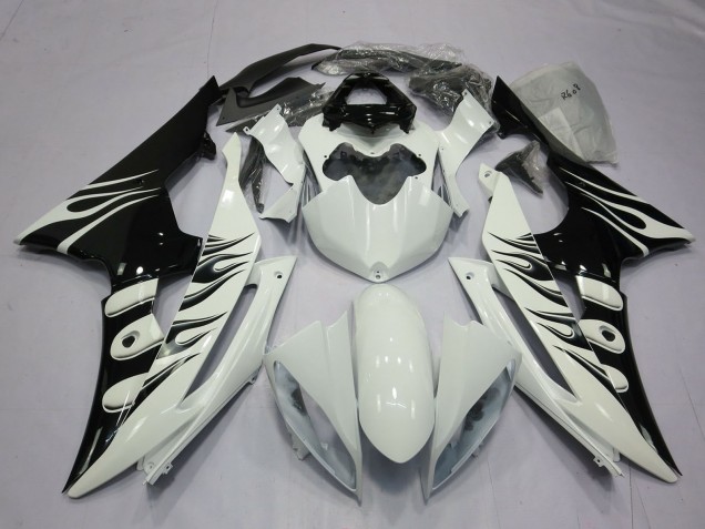Carene Moto Yamaha R6 2008-2016 - Bianco Nero Lucido Fiamma