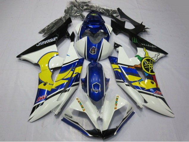Carene Moto Yamaha R6 2008-2016 - Bianco Blu Nero Giallo