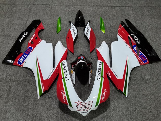 Carene Moto Ducati 959 1299 2015-2020 - Bianco Rosso Verde Nero Lucido Generali Tim 69