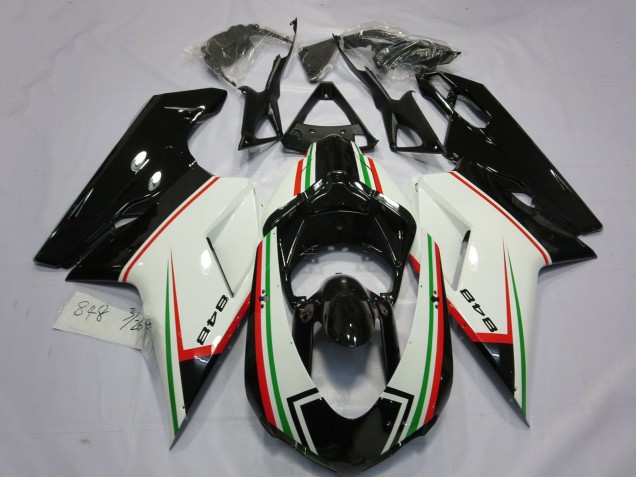 Carene Moto Ducati 848 2007-2014 - Bianco Rosso Verde Nero Lucido