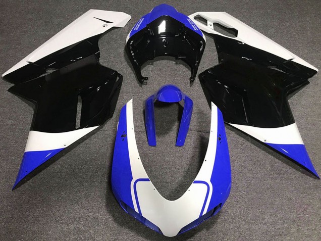 Carena Moto Ducati 848 1098 1198 2007-2014 - Bianco Blu Nero Lucido