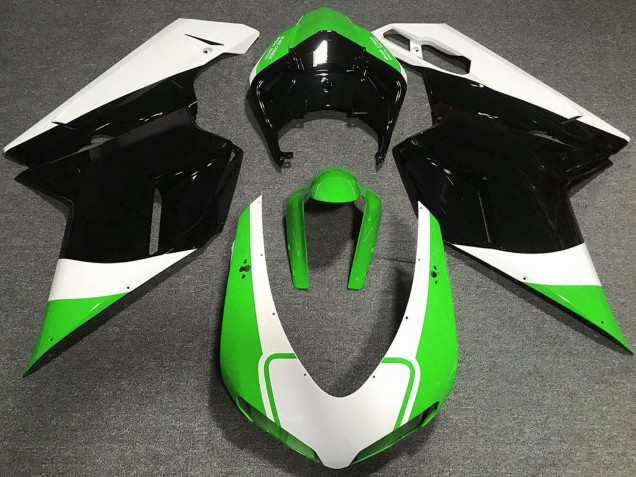 Carene Moto Ducati 848 1098 1198 2007-2014 - Bianco Verde Nero Lucido
