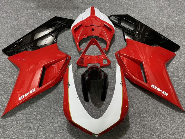 Carene Moto Ducati 848 2007-2014 - Bianco Rosso Nero Lucido