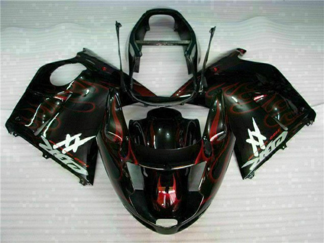 Carena Moto ABS Honda CBR1100XX Blackbird 1996-2007 - Nero Lucido Rosso Fiamma