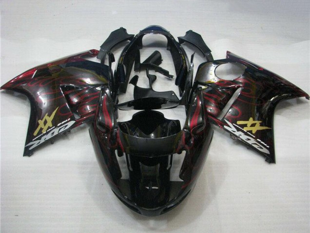 Carena Moto ABS Honda CBR1100XX Blackbird 1996-2007 - Nero Lucido Rosso Fiamma