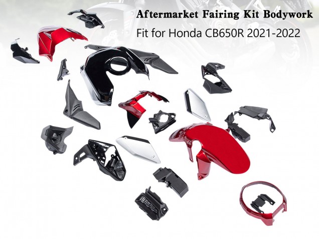 Carena Moto Honda CB650R 2019-2022 - Nero Rosso Argento