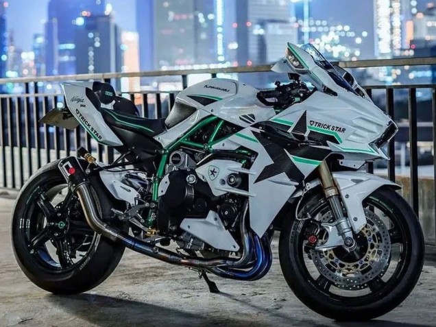 Carena Moto Kawasaki Ninja H2 2015-2022 - Bianco Verde Linea