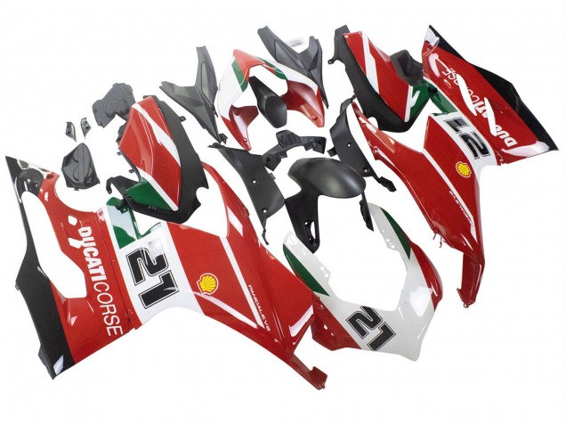 Carena Moto Ducati Panigale V2 2020-2024 - Bianco Rosso Verde Nero Opaco Corse 21