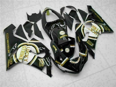Carena Moto Kawasaki ZX6R 2005-2006 - Nero Lucido Bianco Oro Lucky Strike