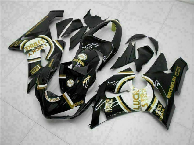 Carena Moto Kawasaki ZX6R 2005-2006 - Nero Lucido Bianco Oro Lucky Strike