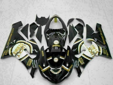 Carena Moto Kawasaki ZX6R 2005-2006 - Nero Lucido Bianco Oro Lucky Strike
