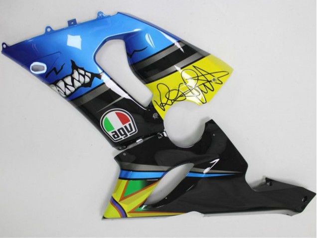 Carena Moto Kawasaki ZX6R 2005-2006 - Blu Giallo Nero Squalo