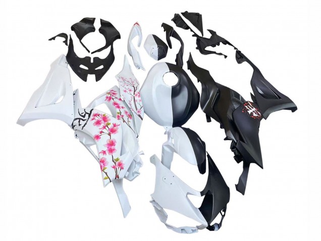 Carena Moto Kawasaki ZX6R 2023-2025 - Nero Bianco Fiore