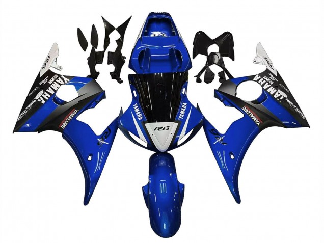 Carena Moto Yamaha YZF R6 2003-2004 - Blu Bianco Nero Lucido Yamalube
