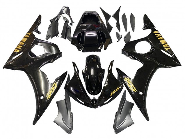 Carena Moto Yamaha YZF R6 2003-2004 - Nero Lucido Oro Decals
