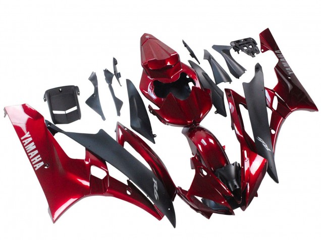 Carena Moto Yamaha YZF 600 R6 2006-2007 - Rosso Nero Opaco