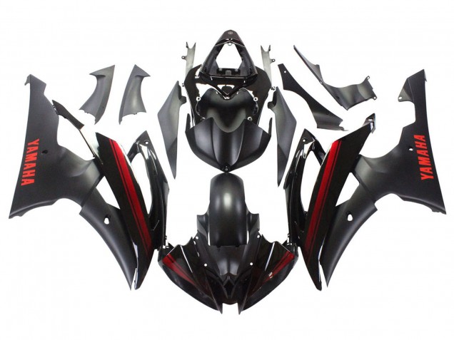 Carena Moto Yamaha YZF 600 R6 2008-2016 - Nero Lucido Nero Opaco Rosso Banda