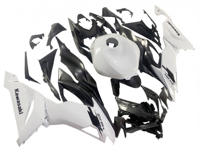 Carena Moto Kawasaki ZX6R 2019-2022 - Bianco Nero Fibra di Carbonio