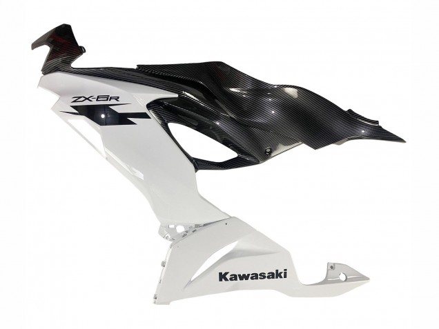 Carena Moto Kawasaki ZX6R 2019-2022 - Bianco Nero Fibra di Carbonio