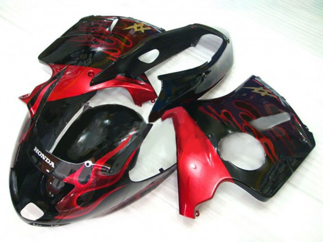 Kit Carena Moto Honda CBR1100XX Blackbird 1996-2007 - Nero Lucido Rosso Fiamma
