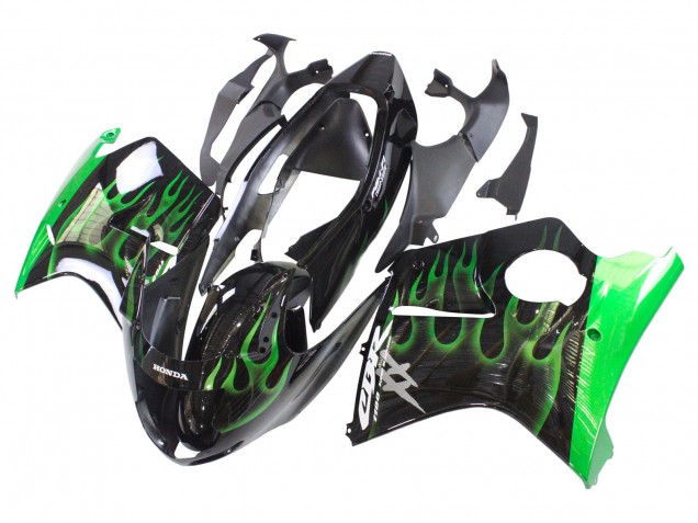 Carena Moto Honda CBR1100XX Blackbird 1996-2007 - Nero Lucido Verde Fiamma