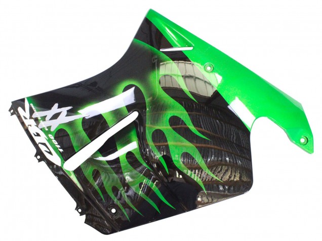 Carena Moto Honda CBR1100XX Blackbird 1996-2007 - Nero Lucido Verde Fiamma
