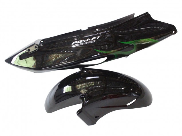 Carena Moto Honda CBR1100XX Blackbird 1996-2007 - Nero Lucido Verde Fiamma